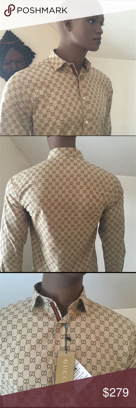 gucci button down mens|Gucci button up shirt.